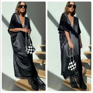 Zara Black Satin Effect Tunic Size XS